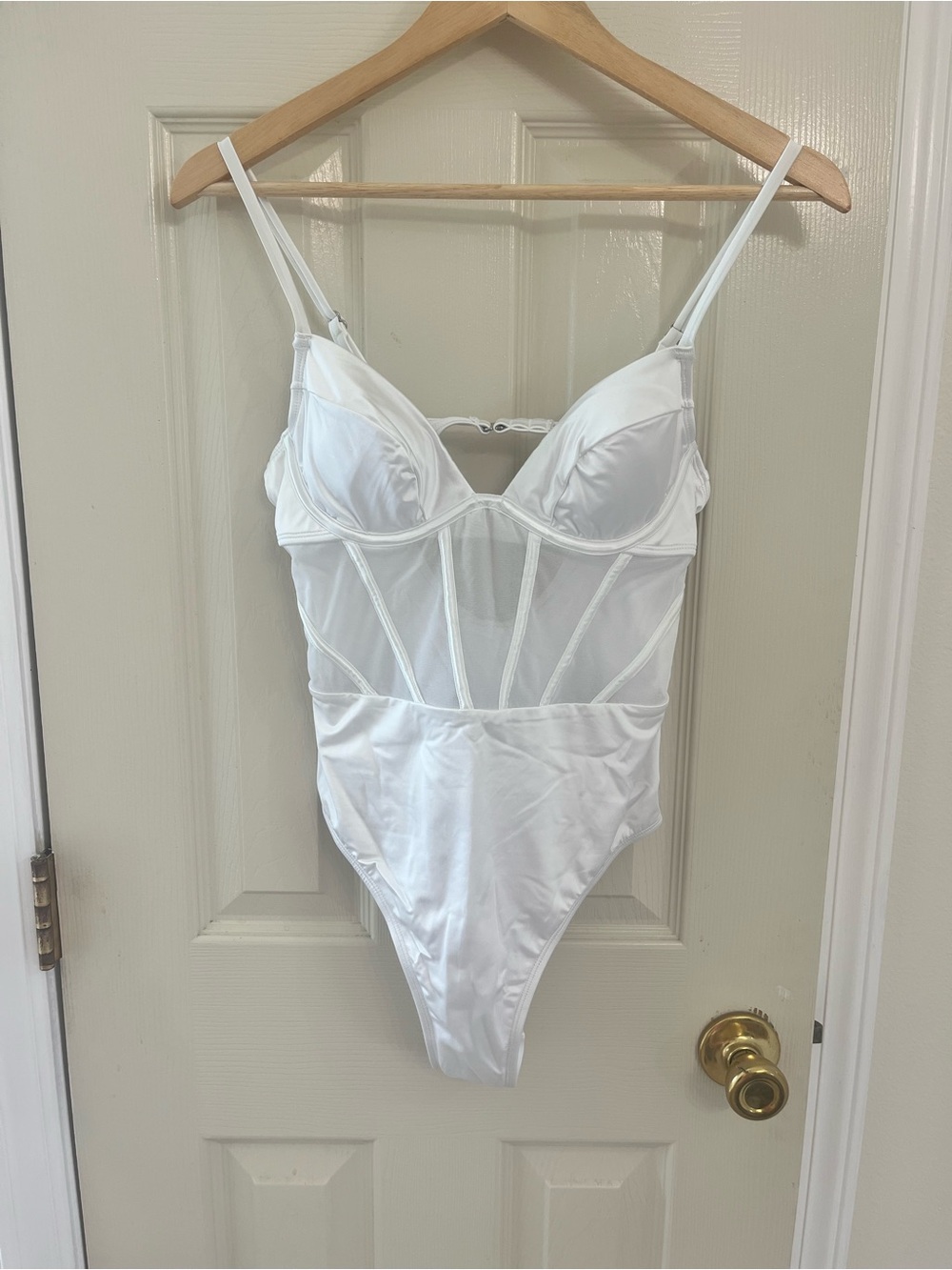 Cupshe White Sheer Panel Underwire Bathing suit one piece